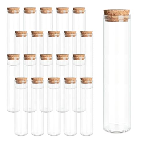 JIUYUE 21-Pack 0.74 oz (22ml) Glass Bottles & Test Tubes with Cork Stoppers