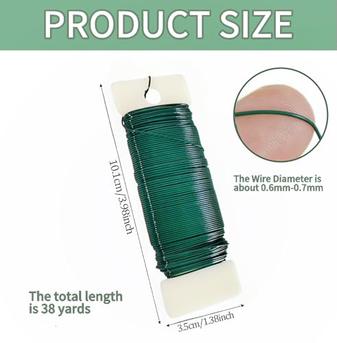 22 Gauge Green Floral Wire 3 Pack 114 Yards Flexible Paddle Wire for Christmas Wreath Tree,Crafts,Garland and Floral Arrangements (3,Green, 114 Yards) - color: Green