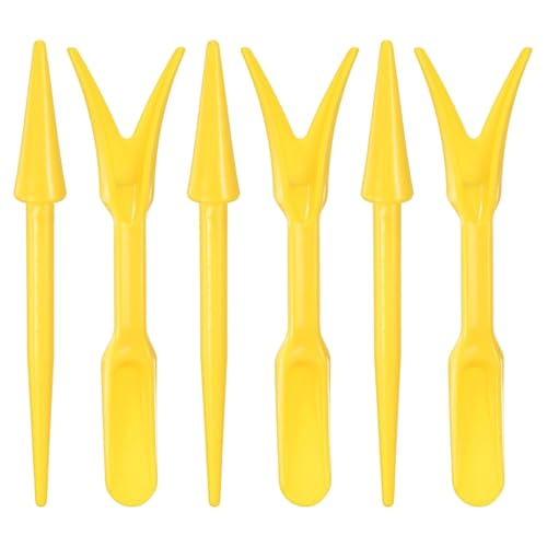M METERXITY 6-Pack Mini Garden Hand Succulent Transplanting Tools, Plastic Seedlings Dibber Sowing Digging for Repotting/Lawn Maintenance/Plant Care, Small Gardening Tools [Yellow] - color: Yellow