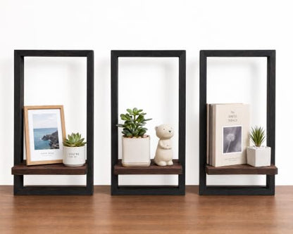 Wall Plant Holder for Indoor Plants, Wooden Wall Planter Shelf, Picture Frame Hanging Plant Shelf, Window Plant Shelves for Succulents, Air Plants & Small Pots, Farmhouse Home Wall Decor, 3 Pack