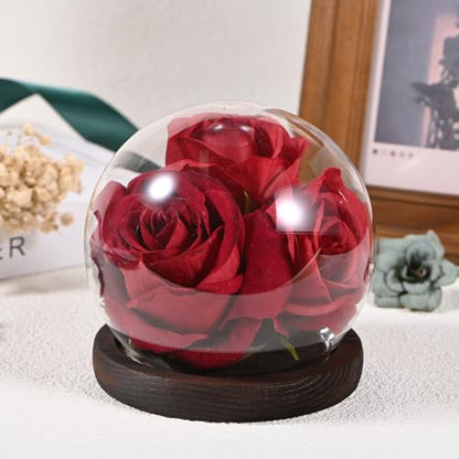 M METERXITY Cloche Glass Dome, D4.7In Ball Jar with Wooden Base for DIY Snow Globes/Small Plants/Flowers/Candles/Models/Souvenirs, Glass Display Case [White] - color: White, size: D4.7In