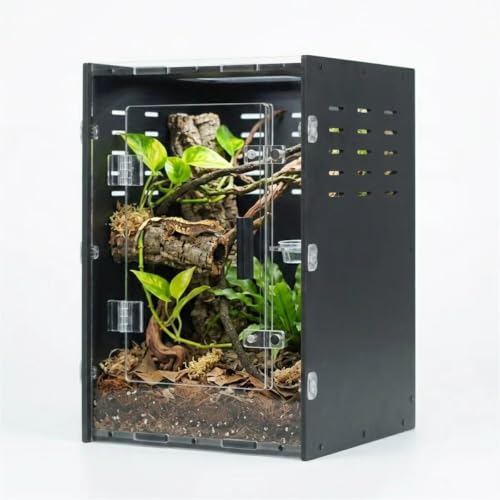 8x8x12 Black PVC Terrarium Vertical for Spider Reptile - color: Black