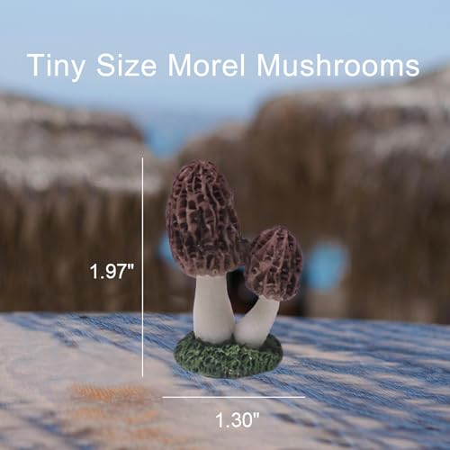 Miniature Mushroom Figurines Decorations, Small Resin Morel Mushrooms Statue, 3 Pieces Lawn Fairy Wild Garden Resin Bonsai Craft Decor for Home DIY Micro Fairy Garden Landscape - style: 1 style - 3 Pcs