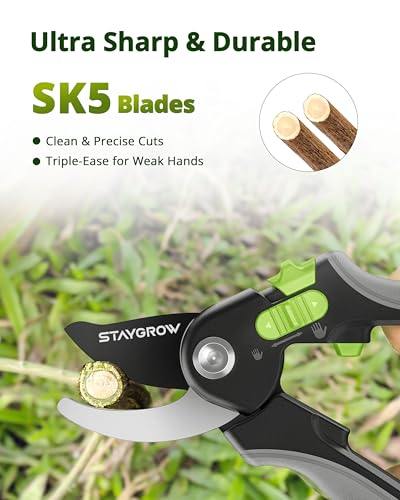 8.5" Pruning Shears for Gardening SK5 Sharp Garden Shears - size: 8.5" Bypass
