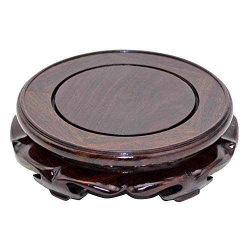 Oriental Furniture Wooden Display Stand Base Lotus Pedestal Vase Base Table Lamp Teapot Base Black Catalpa Furniture Stable Home Decoration Size6 (4.37x1.38in)