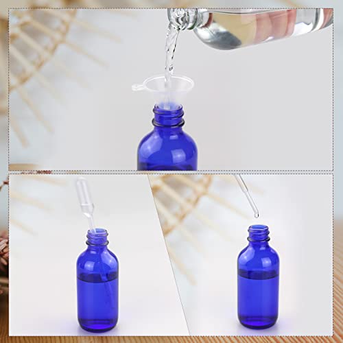 Mini Glass Spray Bottles 2 oz, Empty with Funnel Dropper, Fine Mist for Hair, Travel, Plants, Cleaning Solutions and Skin Care (4 Pack Blue) - color: Blue, size: 2 Ounce (Pack of 4)