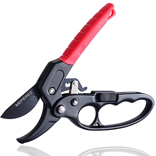 Premium pruning shears for gardening, Work 3 times easier, Pruners heady duty, Sharp garden clippers cuting florist flower, hedge, herb, rose, Indoor live plants, Arthritis weak hand snips - style: Reddish balck