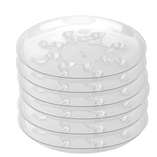 6 Pack 12 Inch Heavy Duty Clear Plastic Plant Saucer Sturdy Pot Tray Plant Drip Trays for pots,Plant Water Catcher Tray,Flower Pot Saucer Water Drainage Tray Floor Protector (12 Inch) - size: 12 inch