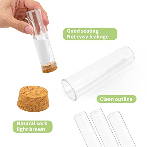 20 Pcs 60ml Plastic Test Tubes with Cork Stoppers, 120x30MM - size: 60 ML