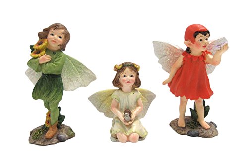 Pacific Giftware Mini Fairy Garden Fairies Set of 3 Decorative Mini Garden of Enchantment Figurine 3 Inch Starter Kit