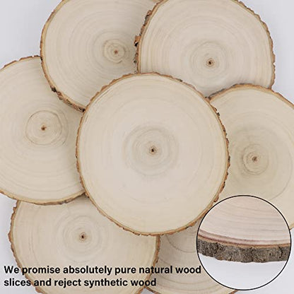 Sancodee 8 Pcs Large Unfinished Wood Slices, 8-9 Inches Wood Slabs for Centerpieces Natural Wooden Circle, DIY Wood Centerpieces for Tables Wedding Party Door Sign Decor - size: 8" - 9"