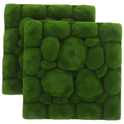 GANAZONO Artificial Moss Mat 2 Pieces 11.81X11.81X1.37 Inch Faux Flocking Fake Moss Panels for DIY Micro Landscape Garden Decor Fish Tank Bonsai Photo Props