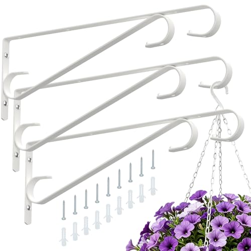3 Pack 15.4" Plant Hangers Outdoor Heavy Duty with 2 Hanging Designs - color: Wihte - 3 Pack