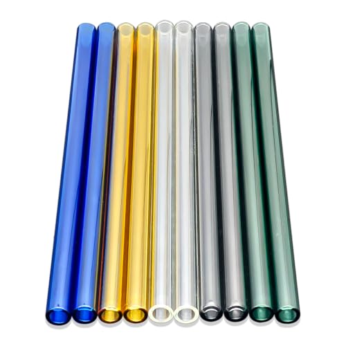 8 Inch 5 Colors 10 Pcs Borosilicate Glass Tubes, 12mm OD, 2mm Wall - color: Multicolor, size: 8 Inch