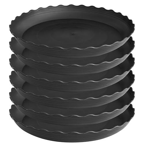 6 Pack Plant Saucer 10 inch, Heavy Duty Plastic Plant Saucers, Durable Plant Tray for Pots, Flower Saucers for Indoors, Plant Pot Saucers, Trays for Planter (Black) - color: Black, size: 10" (6 pack)