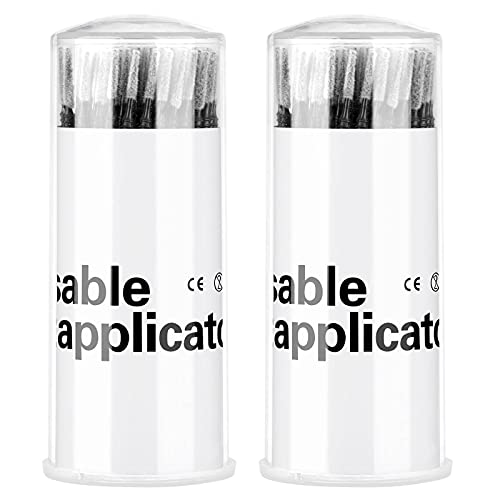 Dming 200PCS Micro Applicators Brushes Mini Cotton Swabs Remove Grafted Eyelash Glue Dedicated Brush Disposable Microswabs for Eyelash Extensions Make up and Lash Clean and Personal Care (Black) - color: black