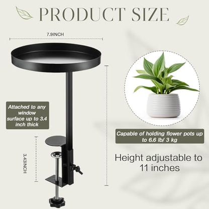 Teenyyou 2 Pcs Window Sill Plant Shelf 7.9''D x 14.2''H Adjustable Window Shelf Windowsill Clamp Tray for Indoor Plants Metal Windowsill Extension Tray Planter Floating Shelves for Indoor Outdoor - size: 7.9''D x 14.2''H