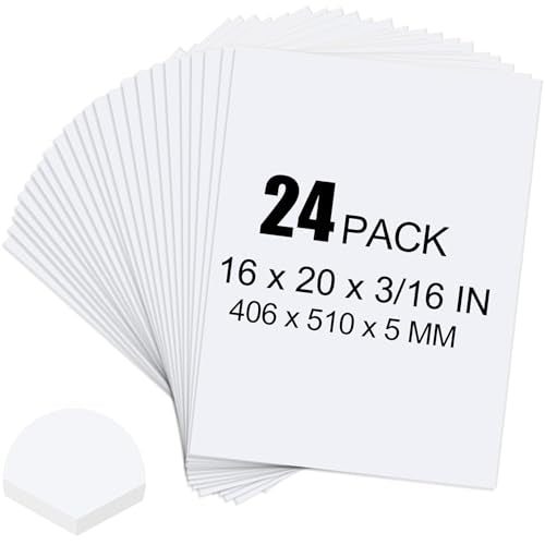 ToLanbbt 24 Pack White Foam Board, 16 x 20 x 3/16" Thick Foam Core Acid Free Poster Foamboard for Art Craft Projects, Painting, Displaying, Signage, Wedding, School - color: White, size: 16x20"-24P
