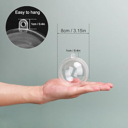 120 Pcs 3.15 Inch Clear Acrylic Fillable Balls, Christmas DIY Fillable Ornaments Balls, Acrylic Ornaments Ball for Christmas, Holidays, Weddings, Parties, and Home Decor - size: 120 Pcs 3.15 Inch Fillable Balls