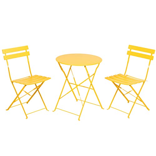 Grand Patio 3 Piece Folding Patio Bistro Set for Outdoor Balcony, Yellow - color: Yellow