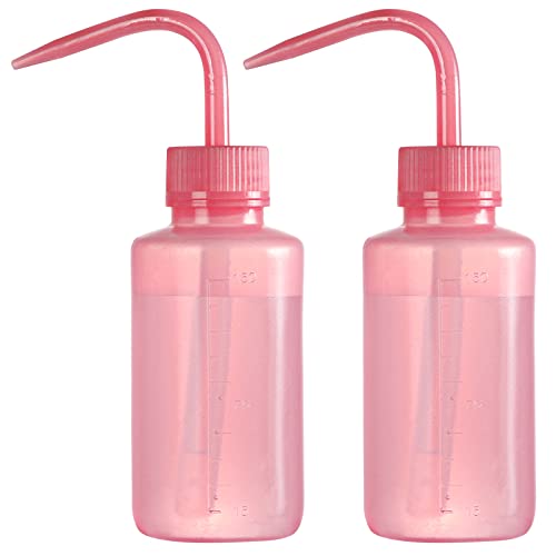 Oubest 2pcs Small Squeeze Bottles 150ml 5oz Wash Bottle Ldpe Plastic Squirt Water Bottle for Medical Label Tattoo Lash Water Succulent Watering Irrigation - color: Pink, size: 2Pcs 150ML