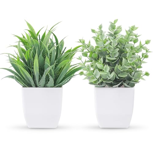 Der Rose 2 Pack Fake Plants Small Plants for Bathroom Office Decor - color: Grey