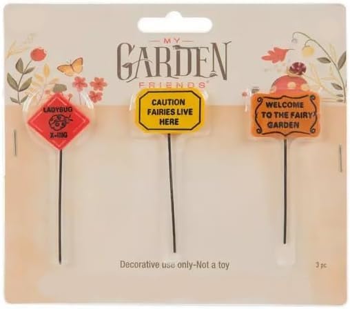 Fairy Garden Sign Picks - Caution Fairies Live Here - 3 Inches Tall