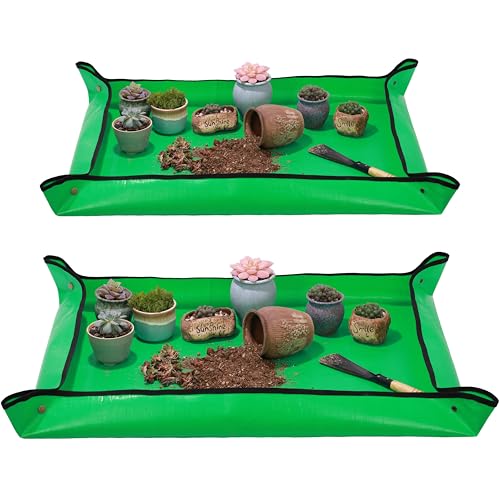 2 Packs 39.5"X31.5" Large Repotting Mat for Indoor Plants Transplanting/Dividing and Dirt Control, Gardenig Gifts for Women, Waterproof Gardening Potting Mat for Succulent
