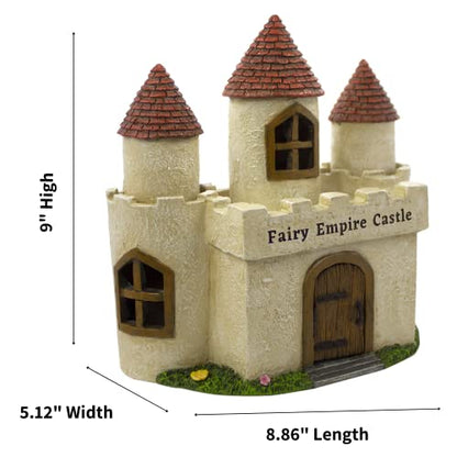 PRETMANNS Fairy Garden Castle House for Outside - Large, Door Opens | Hand-painted resin castle; door opens; water-resistant; large, stands 9 inches; sturdy outdoor and indoor decor