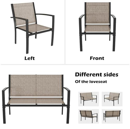 Greesum 4 Pieces Patio Furniture Set, Outdoor Conversation Sets for Patio, Lawn, Garden, Poolside with A Glass Coffee Table, Brown - color: Brown, style: 4 Pieces