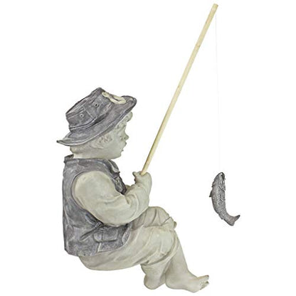 Design Toscano NG32122 Frederic the Little Fisherman of Avignon Lightweight Polyresin Statue, 15 Inch, Two Tone Stone - color: Frederic the Little Fisherman