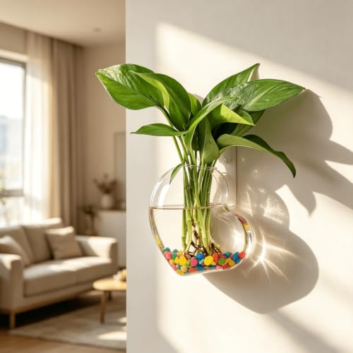 Transparent Glass, Wall Hanging,Hydroponic Terrarium, Multiple Sizes,Vase - size: Love-themed