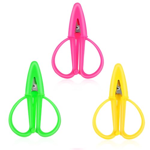 Mini Scissors, 3 Pcs Multicolor Tiny Travel Scissors Portable Small Craft Scissor with Cover, 2.6x1.6 Inch Stainless Steel Detail Sewing Scissor for DIY Embroidery, Paper Cutting, Sewing, 3 Colors - color: Pink, Yellow, Green