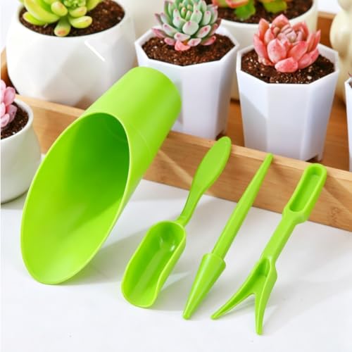 1 Set Gardening Tools, Including Shovel, Transplanter, Puncher and Spoon, Perfect for Plant Lovers (Green) - color: Green