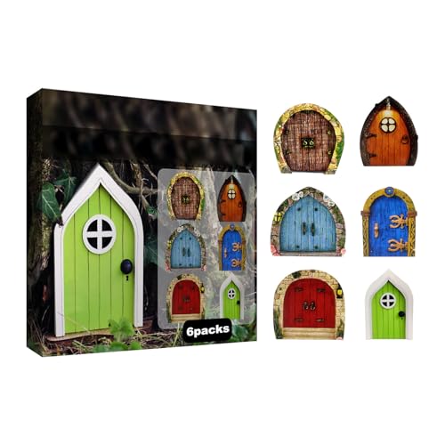 Enchanted Fairy Door for Tree Trunks - Weather-Resistant Miniature Garden Decor, 6-Piece Whimsical Outdoor Accessory Kit for Kids & Fantasy Enthusiasts