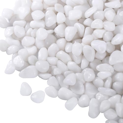 5 LB White Pebbles for Plants, 3/8 inch White Rocks for Vases Landscaping, Small Decorative Stones for Indoor Outdoor, Polished - size: 5lb, style: White
