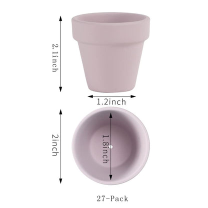 Yishang 27 pcs Small Mini Pink Clay Pots, 2 inch Terracotta Pot Clay Ceramic Pottery Planter,Cactus Flower Terra Cotta Pots,Succulents Nursery Pots,with Drainage Hole,Great for Crafts,Wedding Favor - color: Pink