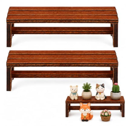 ibasenice 2Pcs Miniature Wooden Bench Mini House Decor Dolls House Bench Realistic Chair Model Prop Dollhouse Furniture for Bedroom Living Room Kitchen Display