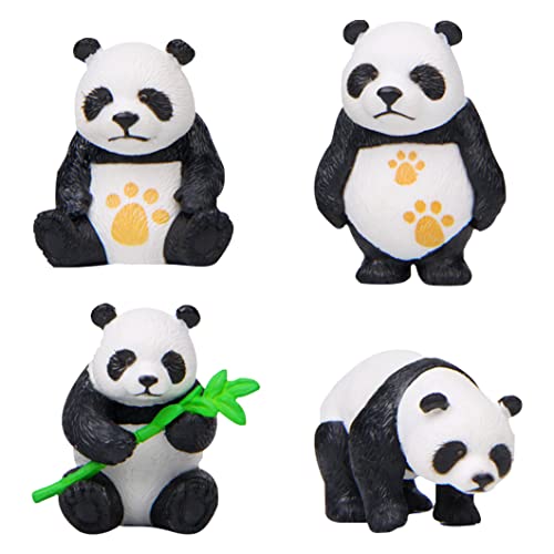 Rolin Roly 4PCS Miniature Panda Figurines Resin Landscape Decoration Mini Animals Miniature Figurines Fairy Garden Accessories for Desk Micro Landscape Plant Pots Bonsai Craft Décor - color: 4 Pcs Mini Panda Figurines