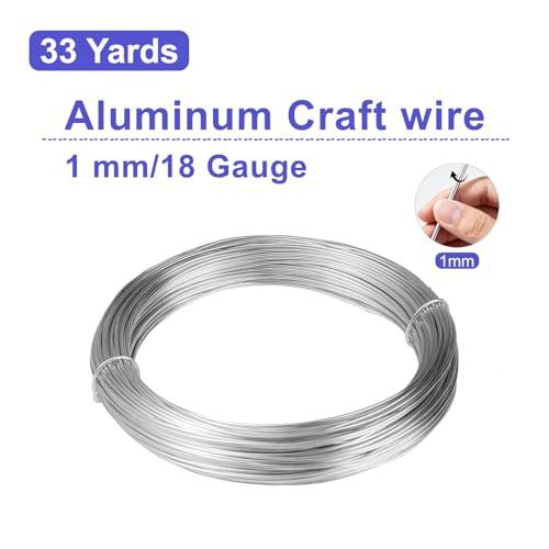 18 Gauge Craft Wire, 99 Feet 1mm Floral Wire Bendable Wire for Jewelry Making, Garden, Sculpting, Floral & Wreath Crafts, Silver Aluminum