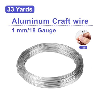 18 Gauge Craft Wire, 99 Feet 1mm Floral Wire Bendable Wire for Jewelry Making, Garden, Sculpting, Floral & Wreath Crafts, Silver Aluminum
