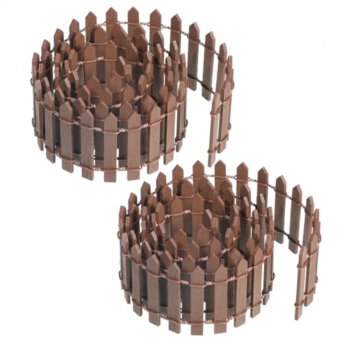 2 Pcs Miniature Fairy Garden Fence, 35 Inches Mini Picket Fence Ornaments | DIY Small Garden Fence, Wood Picket Fence Decoration for Dollhouse Plant Pot Garden, Brown
