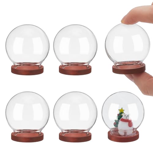 NBEADS 6 Pcs Mini Round Glass Dome, Clear Glass Display Dome Cover with Wood Base Cloche Bell Jar for Centerpieces Plants Rocks Specimens Decorations Crafts, Diameter: 1.57 inch FireBrick - color: FireBrick