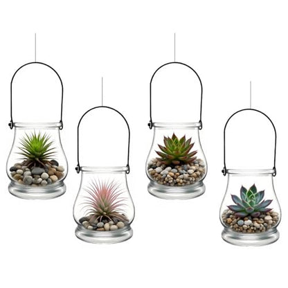 4PCS Hanging Candle Holder for for Wedding,Glass Tea Lights Candles Holders | Clear Terrarium Containers Small Glass Globes Ornament Votive Candleholders for Party Celebration Decoration