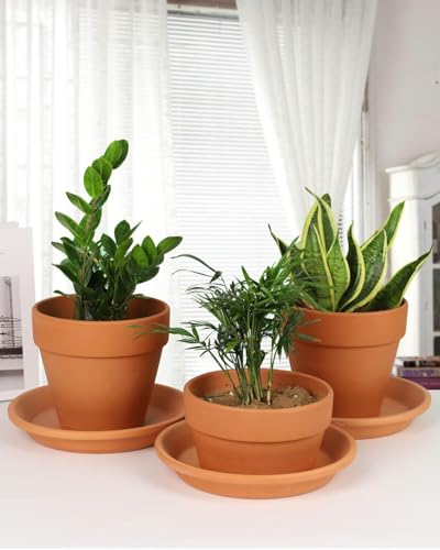 vensovo 11 Inch Terracotta Plant Saucer Pots Tray - 3 Pcs Round Planter Saucers for Indoor & Outdoor Plants, Large Clay Trays Perfect for 10,10.5,11 Inch Flower Pot | 3 pack large terracotta planter saucers for 11 and 11.5 inch flower pots, ideal for catc