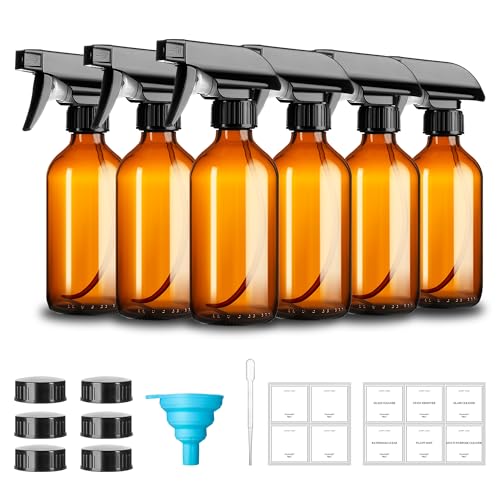 GIVAMEIHF Amber Glass Spray Bottles 8oz Brown Glass Spray Bottles 6 Pack - color: Brown-6 Pack