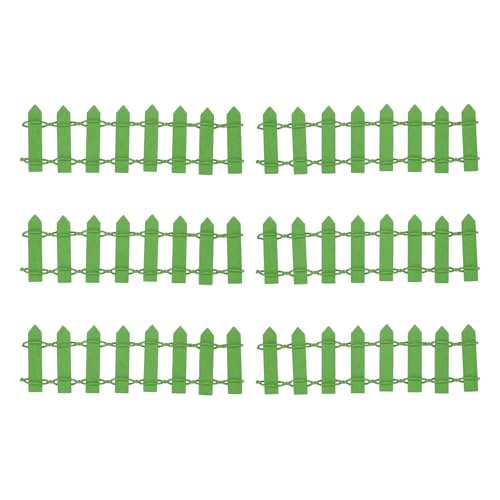 M METERXITY 6-Pack Miniature Terrarium Fence, 3.74 Inch 9.5x3cm Wooden DIY Small Wood Decorative Picket Fence for Dollhouse/Crafts/Diorama Project, Micro Landscape Ornaments [Green] - color: Green