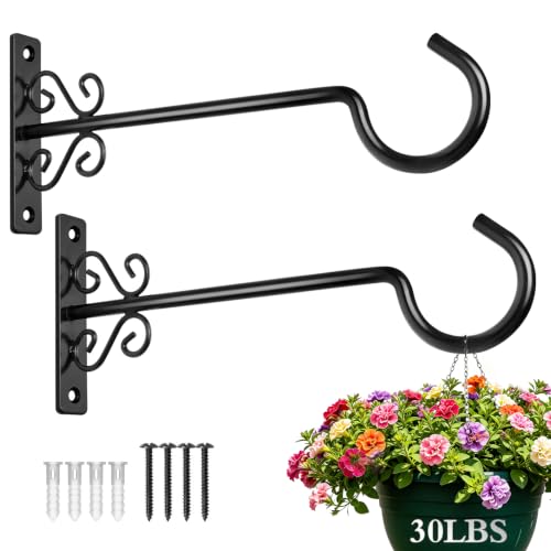 BOLITE Plant Hangers, 12 Inch Hanging Plant Brackets Outdoor Indoor, Black - color: Black, size: 12 Inch