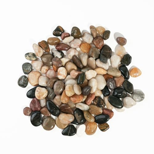 36 LBS River Rocks, StoneCreek, Decorative Garden Stones for Plant Landscaping, Polished Gravel Filler Pebbles for Home Decoration, Vases, Succulents, Flower Beds and Fish Tanks (Mixed Color, Medium) - color: Mixed Color, size: 36 LBS