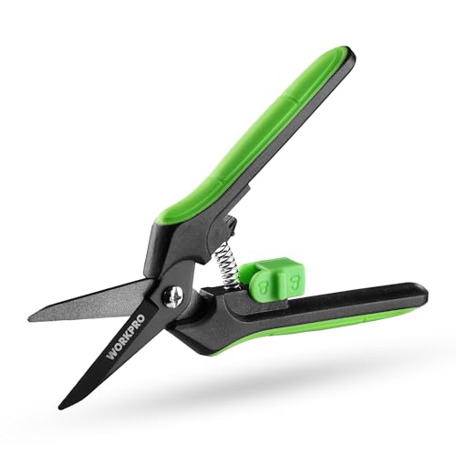 WORKPRO 6-Inch Garden Pruning Shears | High-Carbon Steel Gardening Scissors, Spring-Loaded Nonstick Pruning Shears with Safety Lock for Fruit & Vegetable Picking